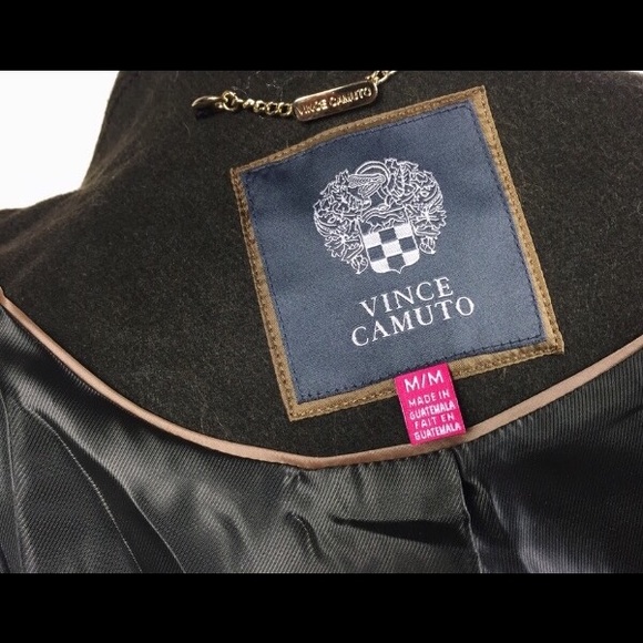 VINCE CAMUTO OLIVE WOOL BLEND PEACOAT - Picture 4 of 4